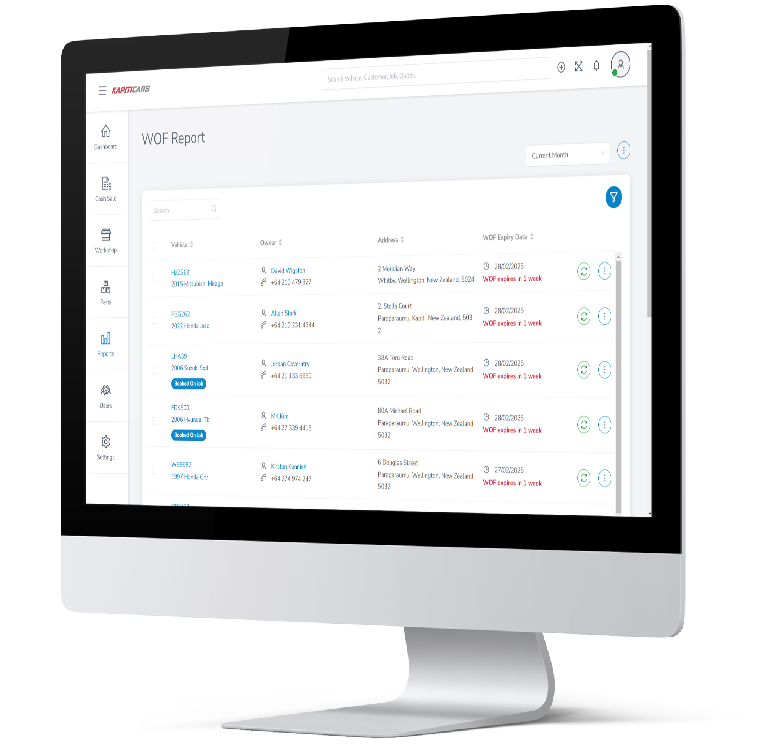 WorkshopLogic automotive management dashboard showing customer tracking, service reminders, and workshop analytics