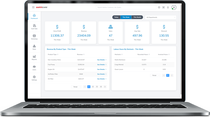WorkshopLogic - Auto Repair Workshop Management Dashboard Interface