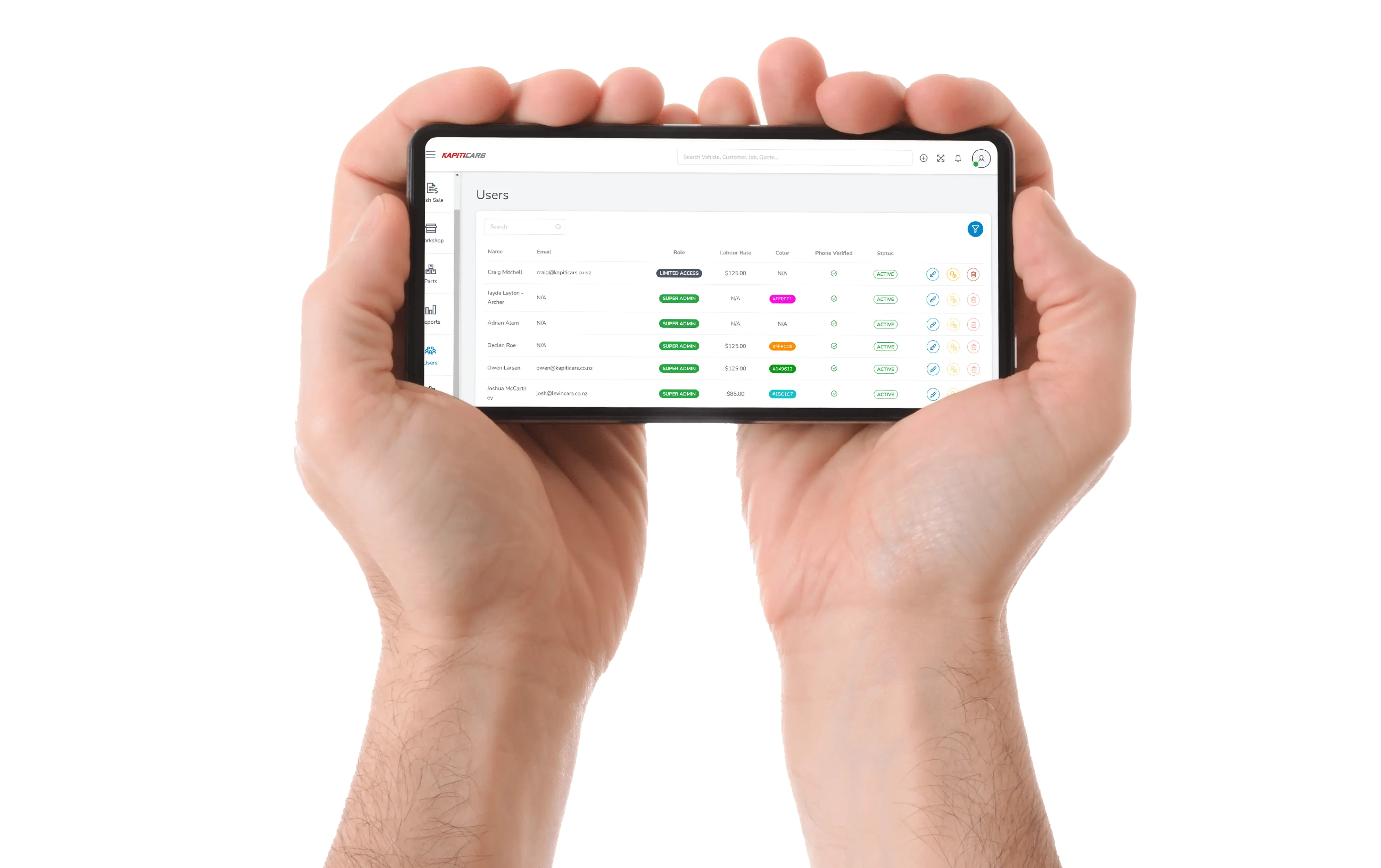 WorkshopLogic software interface
